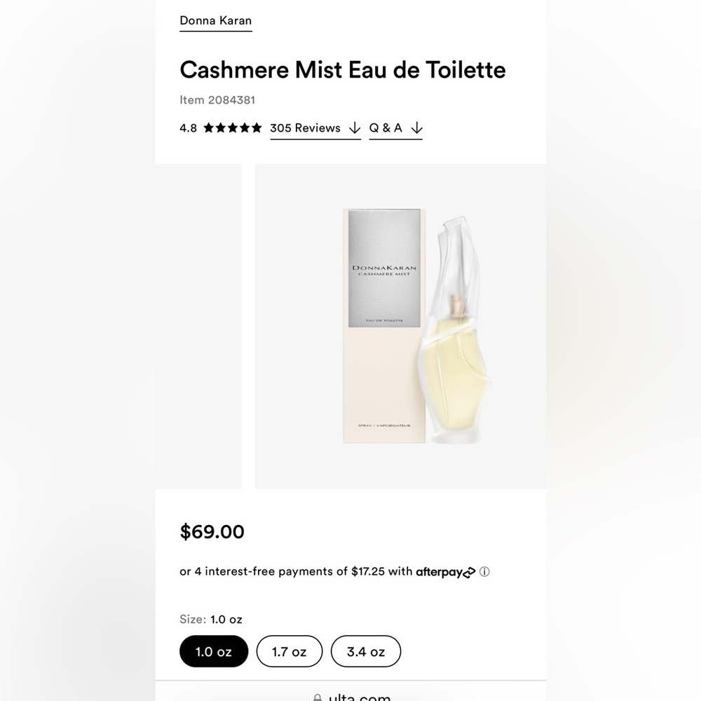 Donna Karan Cashmere Mist Perfume 1oz